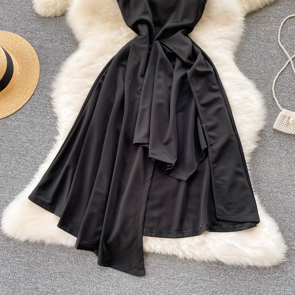 Black A Line Irregular Dress Fashion Dress RF0321