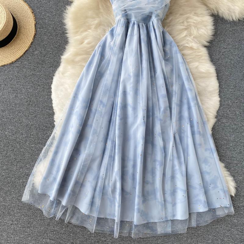 Blue Tulle Short A Line Dress Fashion Dress RF0317
