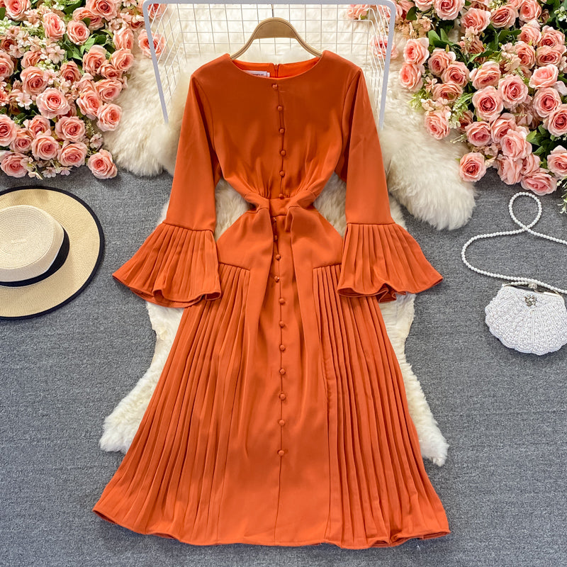 Orange A Line Long Sleeve Dress Fashion Dress RF0314
