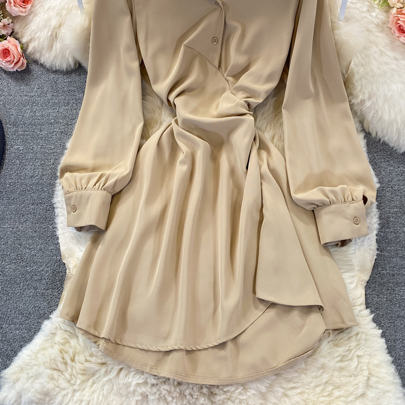 Cute A Line Long Sleeve Shirt Dress RF0313