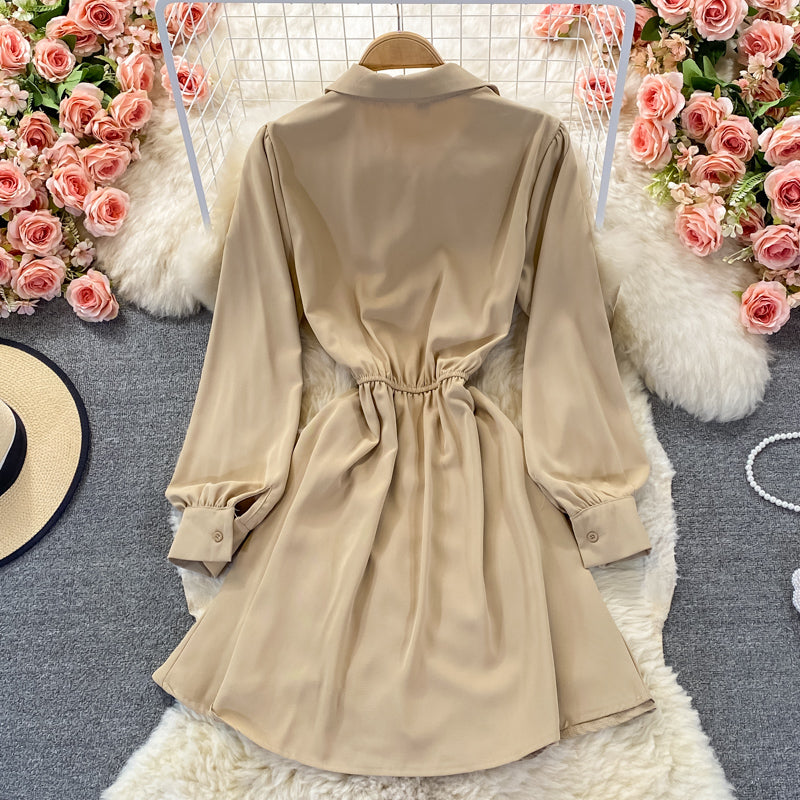 Cute A Line Long Sleeve Shirt Dress RF0313