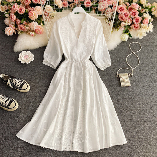Elegant A Line Lace Dress White Fashion Dress RF0311