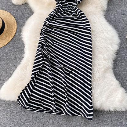 Simple Striped Round Neck Dress Fashion Dress RF0307