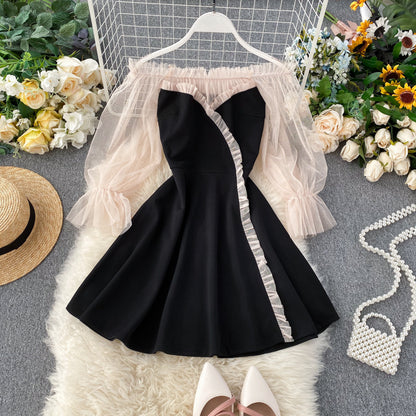 Cute Black Short Dress Long Sleeve Dress RF0304