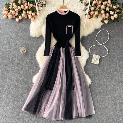 Black Tulle Long Sleeve Dress A Line Fashion Dress RF0303