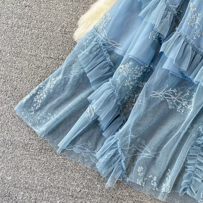 Blue Tulle Lace A Line Dress Fashion Dress RF0297
