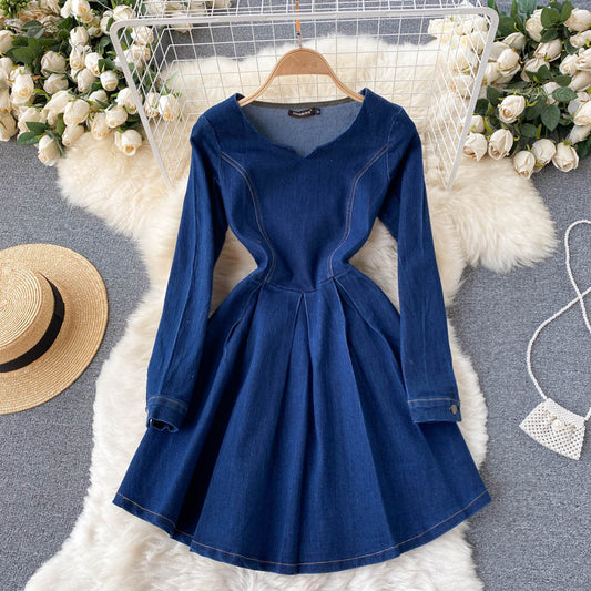 Blue Denim Long Sleeve Dress RF0295