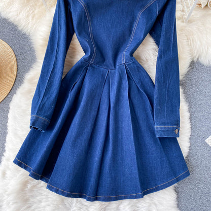 Blue Denim Long Sleeve Dress RF0295
