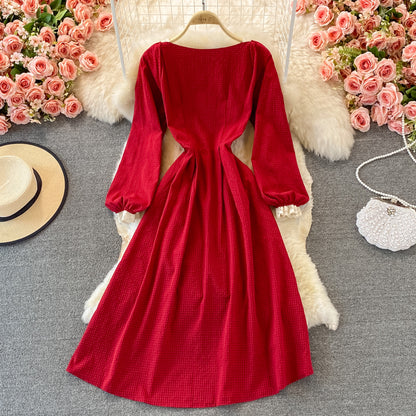 Red A Line Lace Up Dress Red Fashion Dress RF0294