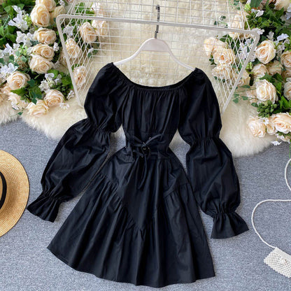 Cute Long Sleeve Lace Up Dress Fashion Dress RF0292