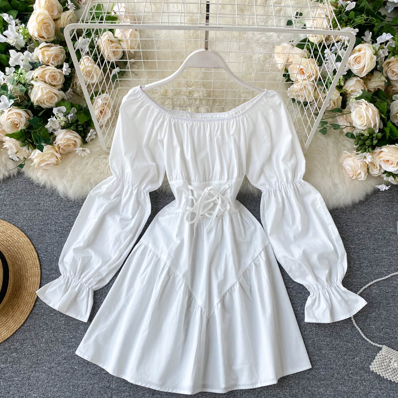 Cute Long Sleeve Lace Up Dress Fashion Dress RF0292