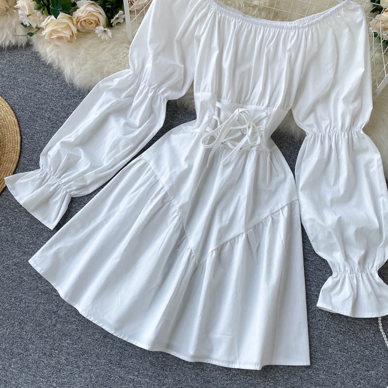 Cute Long Sleeve Lace Up Dress Fashion Dress RF0292
