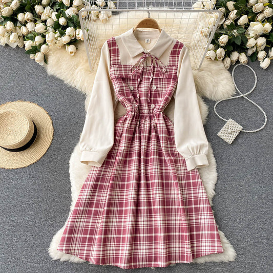 Cute Plaid Long Sleeve Dress Fashion Dress RF0291
