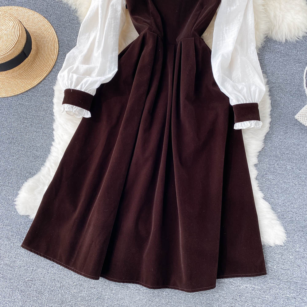 Cute Velvet Long Sleeve Dress A Line Fashion Dress RF0287