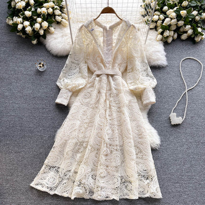 Elegant Lace Long Sleeve Dress A Line Party Dress RF0286