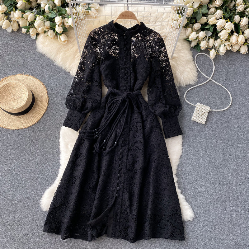 Elegant Lace Long Sleeve Dress A Line Party Dress RF0286