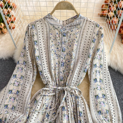 Elegant Long Sleeve Flora Dress A Line Pleated Dress RF0285