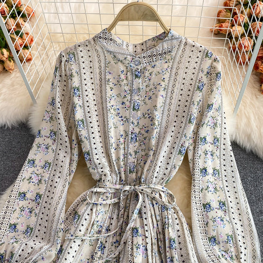 Elegant Long Sleeve Flora Dress A Line Pleated Dress RF0285