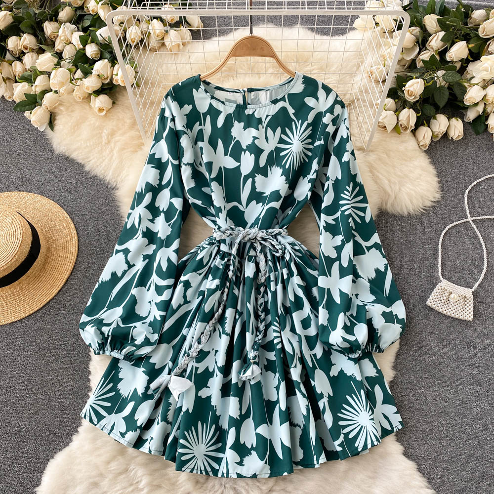 Sweater A Line Floral Dress A Line Long Sleeve Fashion Dress RF0283