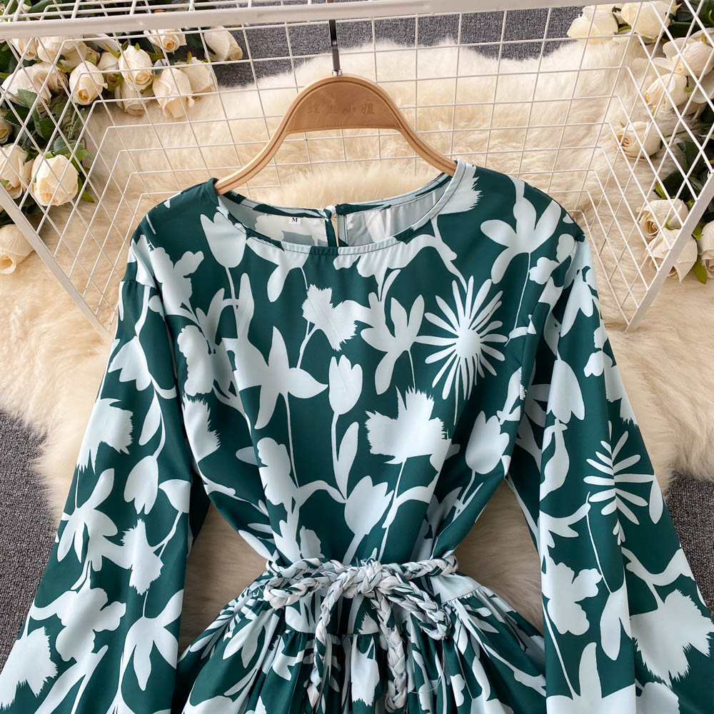 Sweater A Line Floral Dress A Line Long Sleeve Fashion Dress RF0283