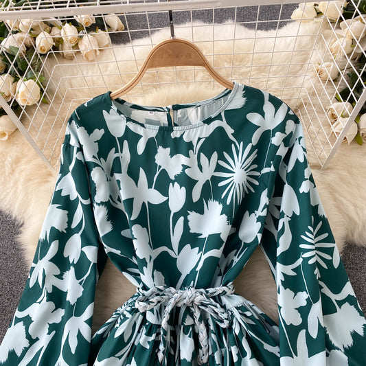 Sweater A Line Floral Dress A Line Long Sleeve Fashion Dress RF0283