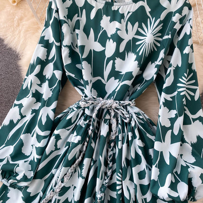 Sweater A Line Floral Dress A Line Long Sleeve Fashion Dress RF0283