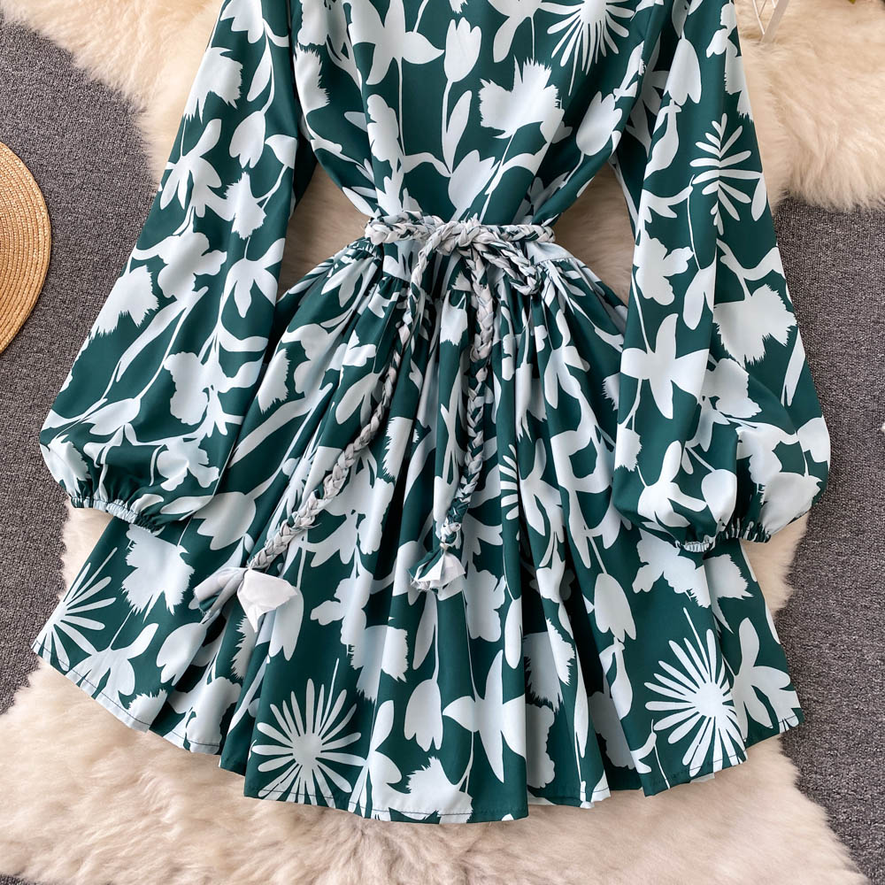 Sweater A Line Floral Dress A Line Long Sleeve Fashion Dress RF0283
