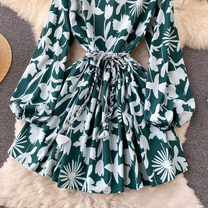 Sweater A Line Floral Dress A Line Long Sleeve Fashion Dress RF0283