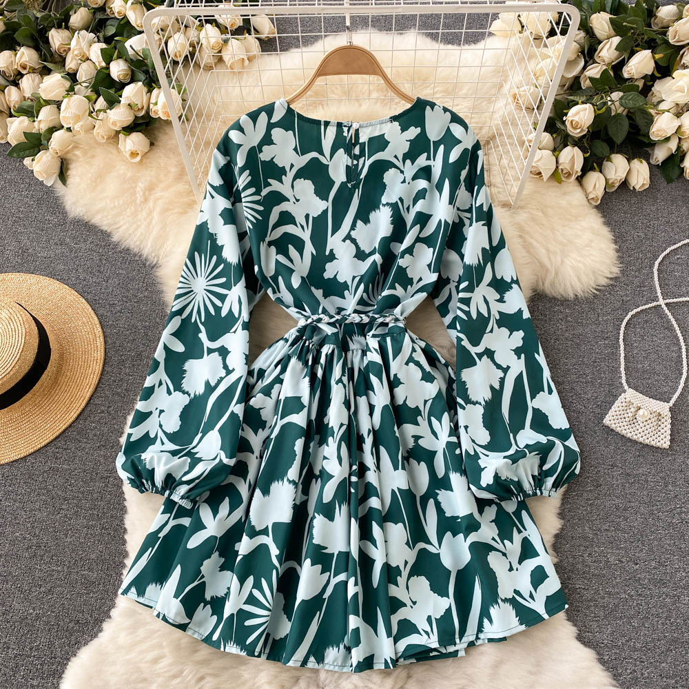 Sweater A Line Floral Dress A Line Long Sleeve Fashion Dress RF0283