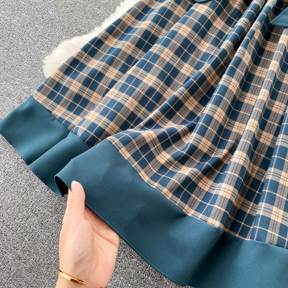 Retro Plaid Long Sleeve Dress RF0282