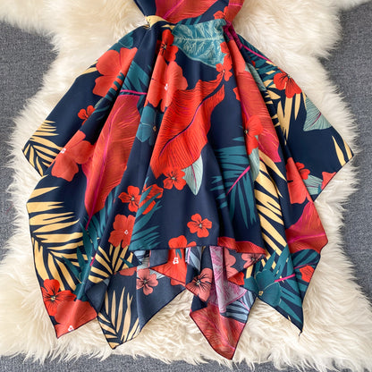 Cute Irregular Off-the-shoulder Short Dress Floral Dress RF0274