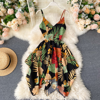 Cute Irregular Off-the-shoulder Short Dress Floral Dress RF0274