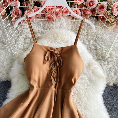 Charming Sexy High Waist Irregular Halter Dress RF0273
