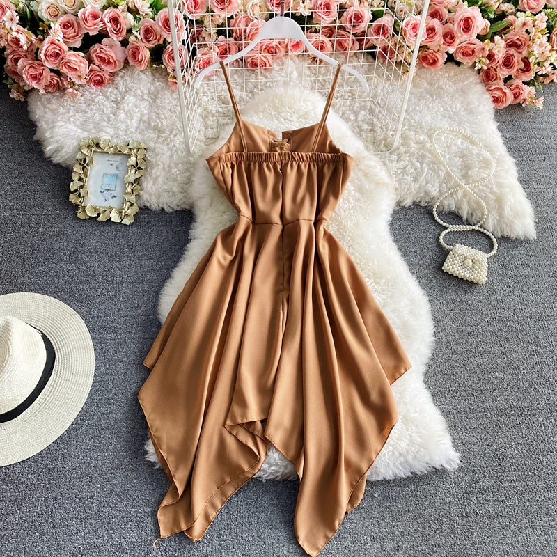 Charming Sexy High Waist Irregular Halter Dress RF0273