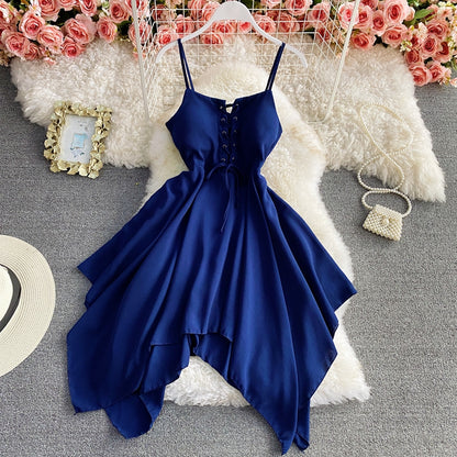 Charming Sexy High Waist Irregular Halter Dress RF0273