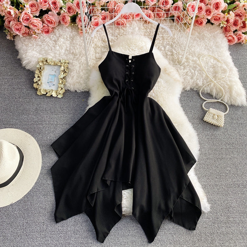 Charming Sexy High Waist Irregular Halter Dress RF0273