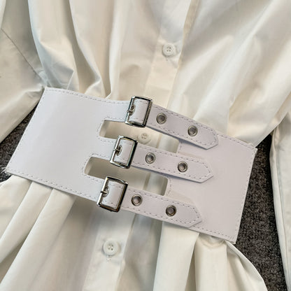 Simple White Waist Shirt Dress RF0266