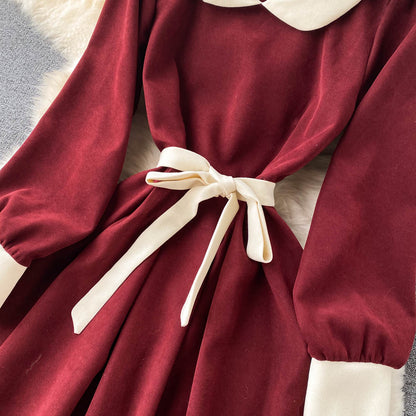 Sweet A Line Long-sleeved Corduroy Dress RF0265