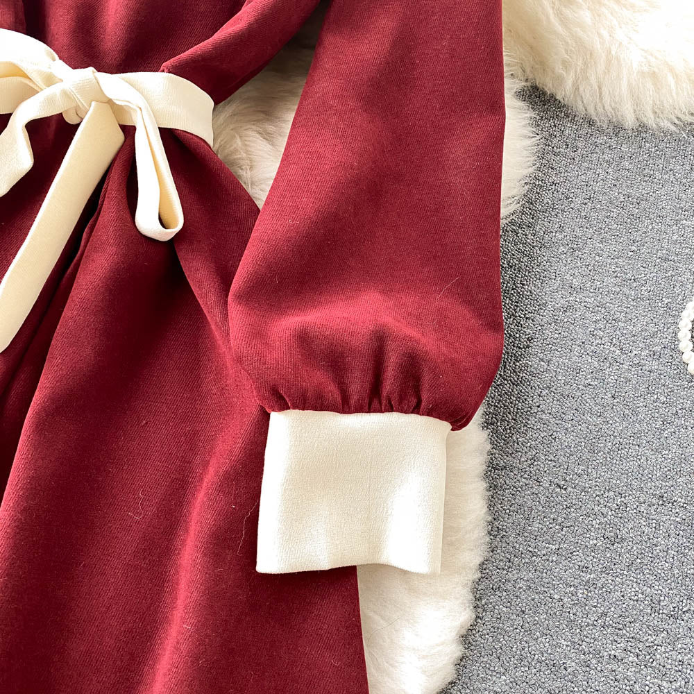 Sweet A Line Long-sleeved Corduroy Dress RF0265