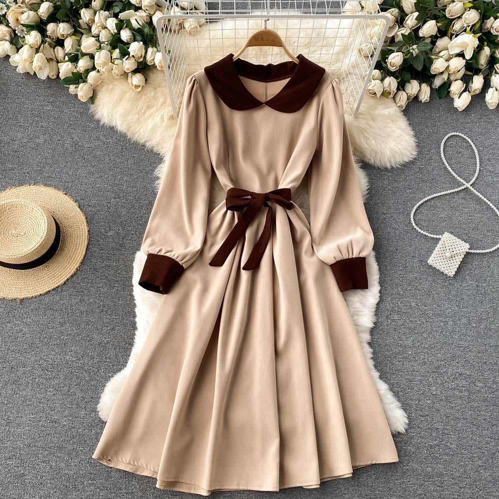 Sweet A Line Long-sleeved Corduroy Dress RF0265