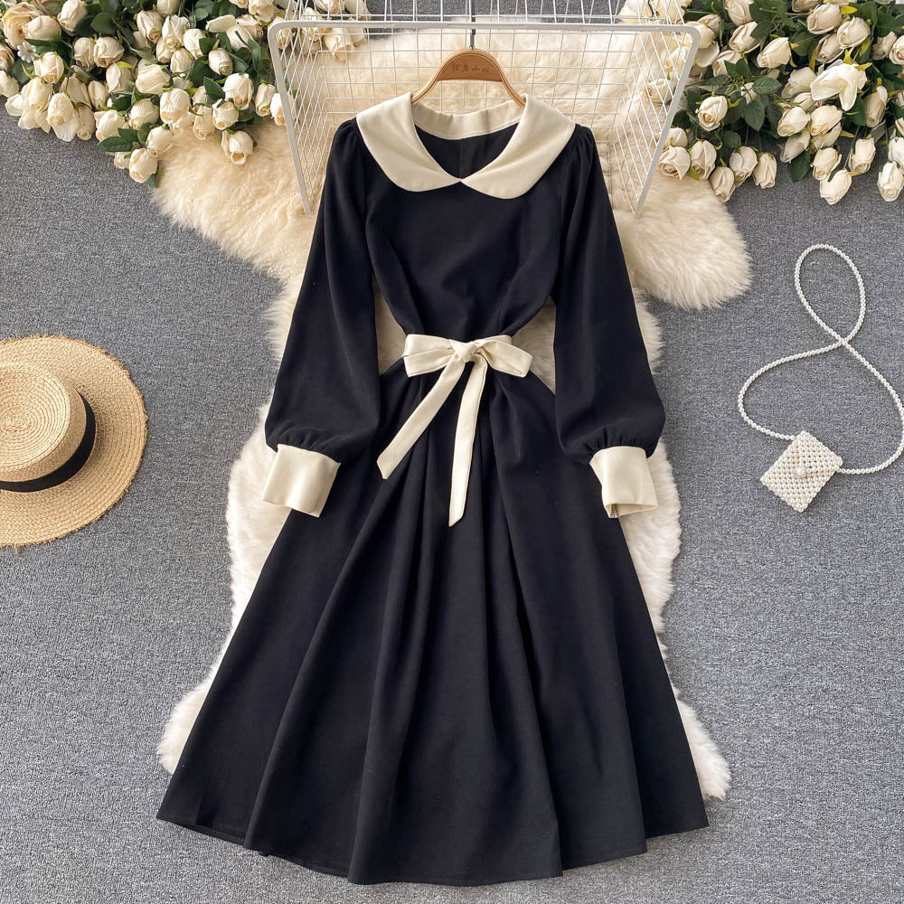 Sweet A Line Long-sleeved Corduroy Dress RF0265