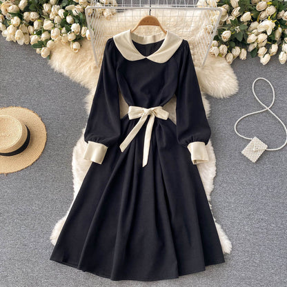 Sweet A Line Long-sleeved Corduroy Dress RF0265