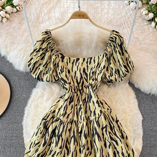 Cute Leopard Print Dress A Line Fashion Dress RF0261