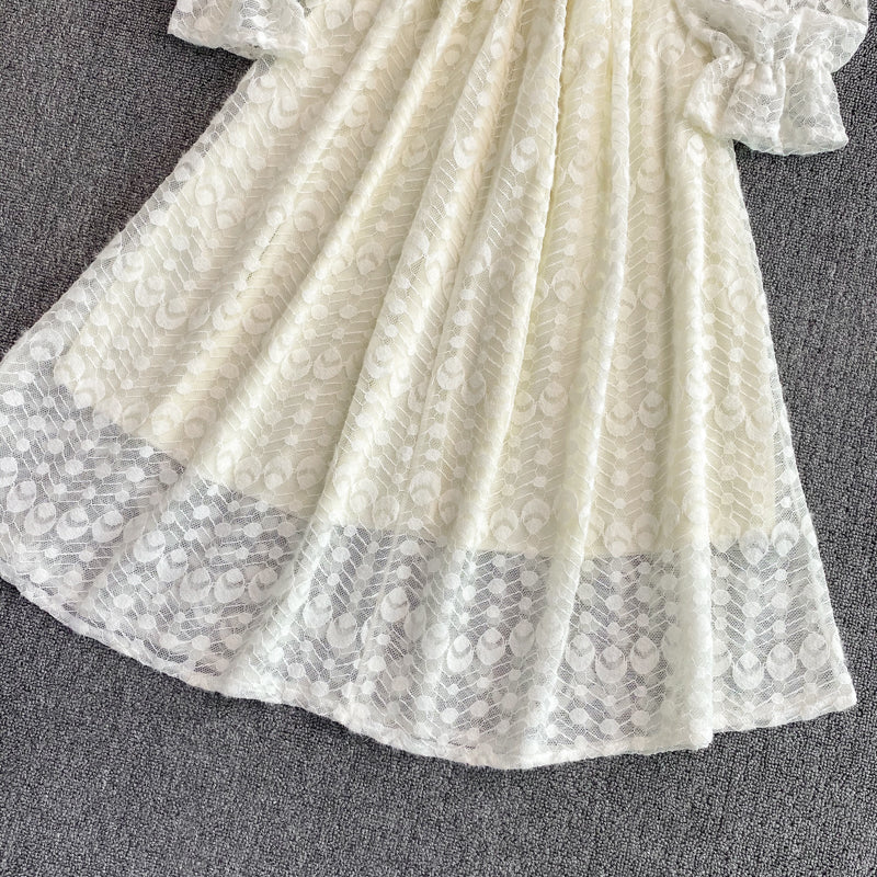 Champagne V Neck Lace Long Dress Fashion Dress RF0259