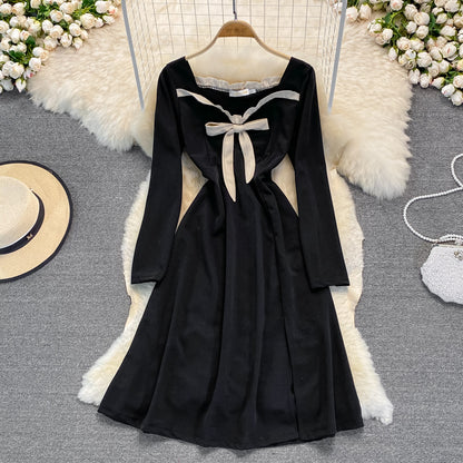 Black A Line Long Sleeve Dress A Line Fashion Dress RF0257