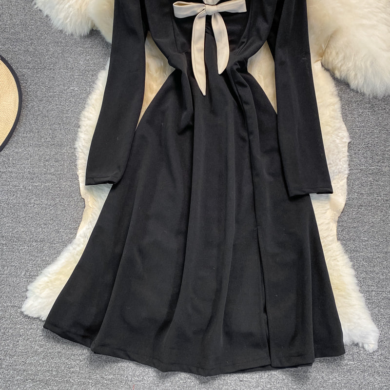 Black A Line Long Sleeve Dress A Line Fashion Dress RF0257