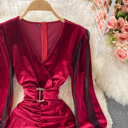 Sexy V Neck Long Sleeve Dress Fashion Dress RF0256