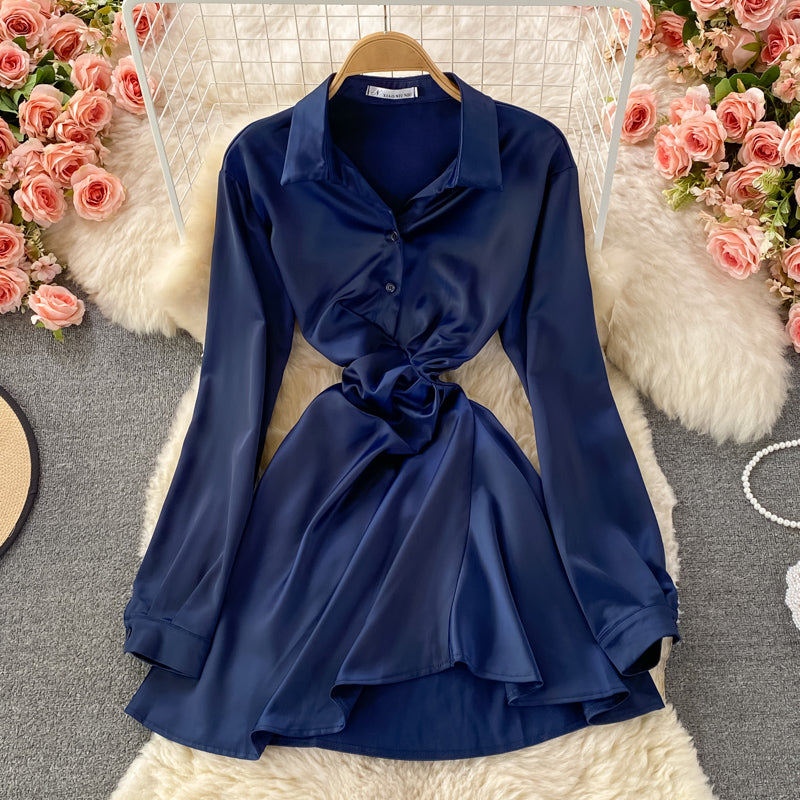Sexy Blue Long Sleeve Dress Fashion Dress RF0255