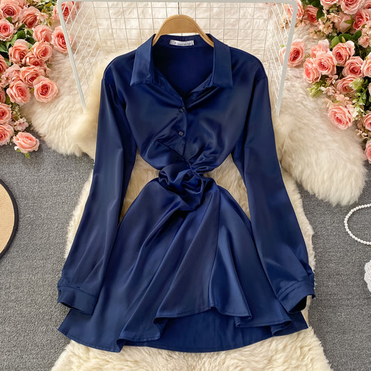 Sexy Blue Long Sleeve Dress Fashion Dress RF0255
