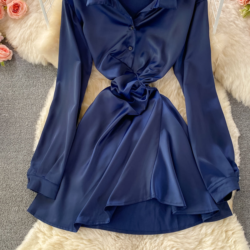 Sexy Blue Long Sleeve Dress Fashion Dress RF0255